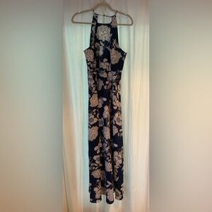 SHEIN - Floral Maxi Dress - Navy Blue and White - Small